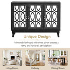 Sideboard with 3 Door Mirrored Buffet Cabinet