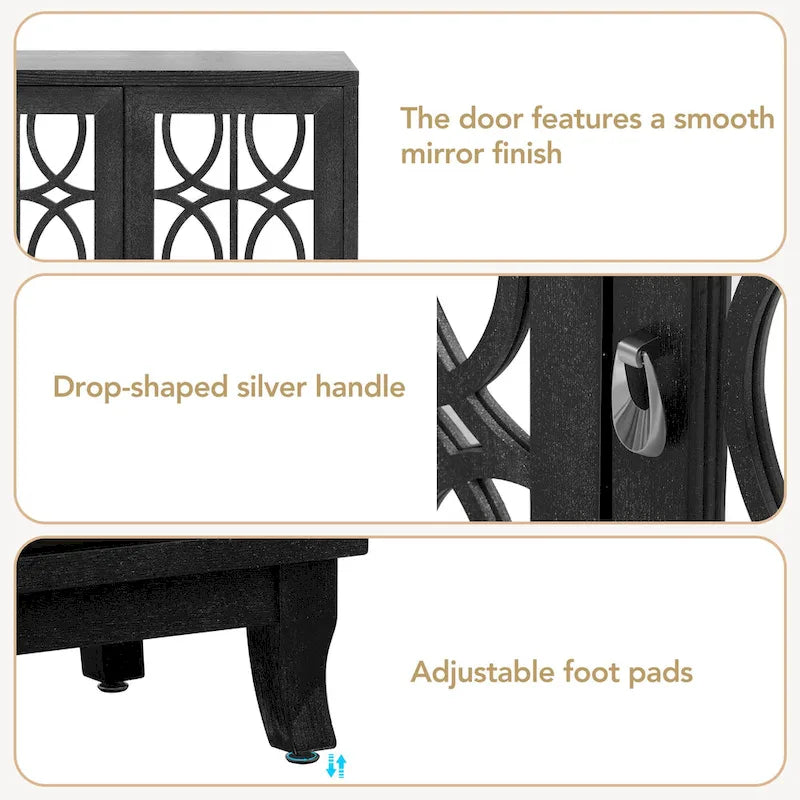 Sideboard with 3 Door Mirrored Buffet Cabinet