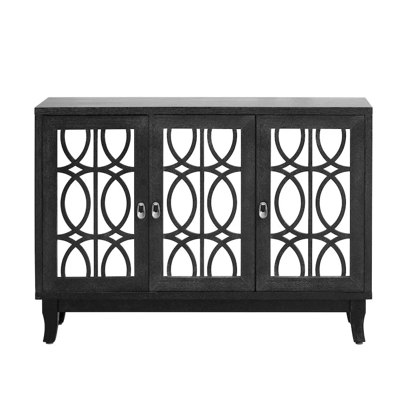Sideboard with 3 Door Mirrored Buffet Cabinet