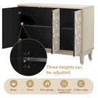 Sideboard with 3 Door Mirrored Buffet Cabinet