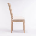 Solid Wood Frame Antique Painting Square Rattan Back Dining Chair Set of 2