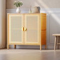 Natural Bamboo Rattan 2-Door Storage Cabinet
