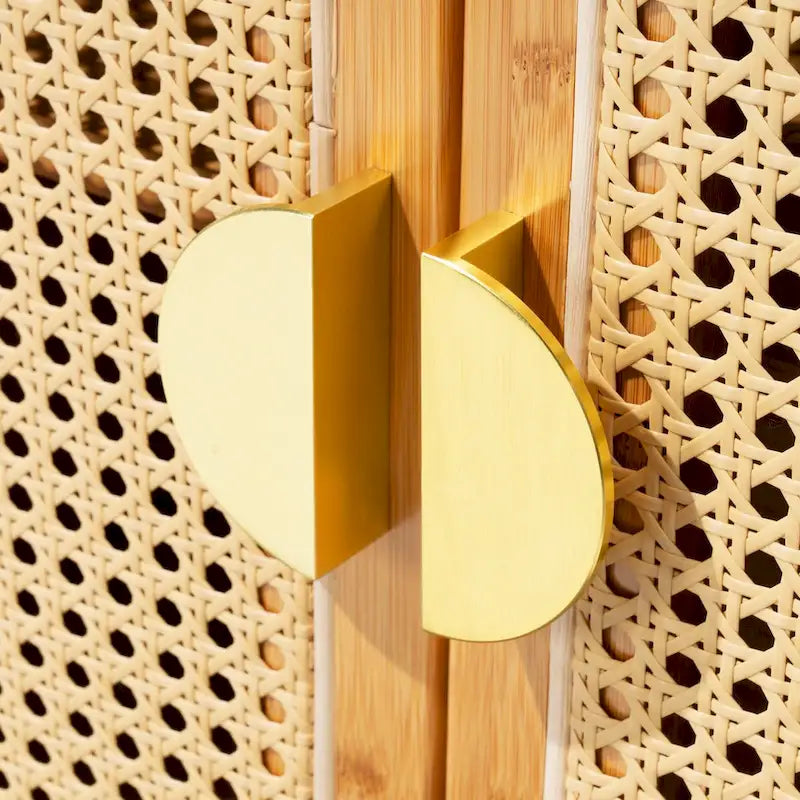 Natural Bamboo Rattan 2-Door Storage Cabinet