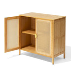 Natural Bamboo Rattan 2-Door Storage Cabinet