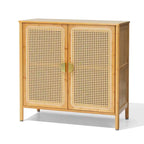 Natural Bamboo Rattan 2-Door Storage Cabinet