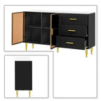 Madia Moderna di Design in Legno con 2 Ante in Vetro Temperato Giallo Ambra