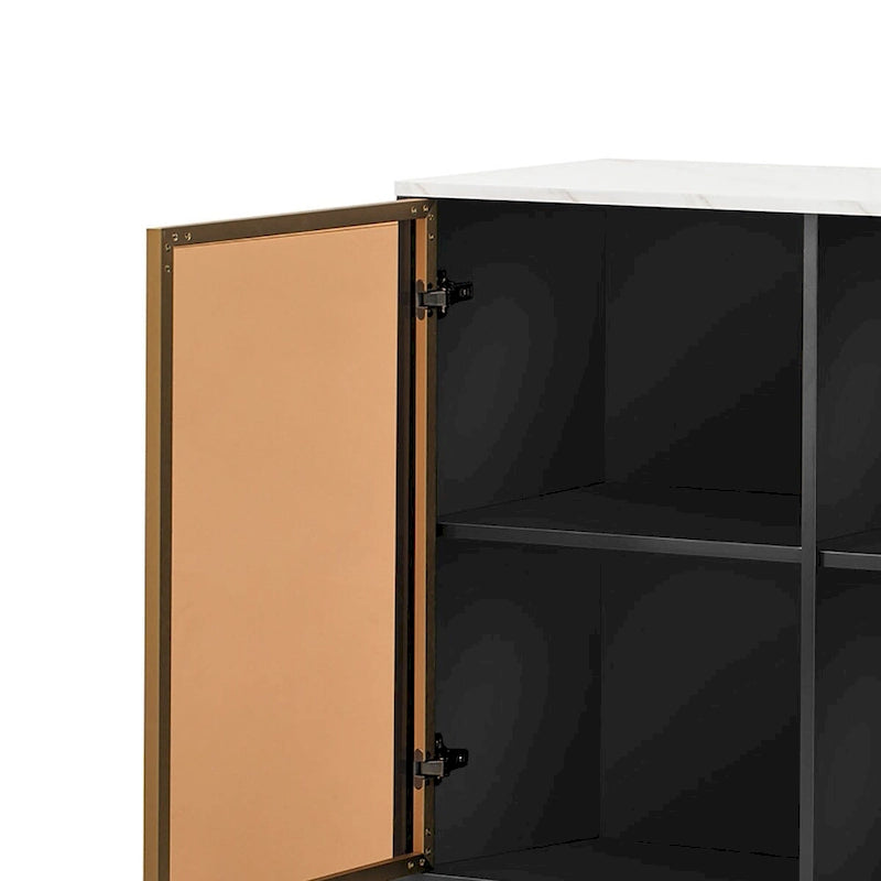 Madia Moderna di Design in Legno con 2 Ante in Vetro Temperato Giallo Ambra