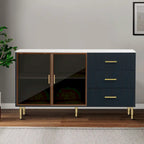 Madia Moderna di Design in Legno con 2 Ante in Vetro Temperato Giallo Ambra