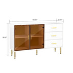 Madia Moderna di Design in Legno con 2 Ante in Vetro Temperato Giallo Ambra