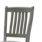 26 Inch Counter Height Chair Set of 2, Slat Back, Gray Wood, Fabric Seat