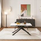 9 - Piece Extendable Rectangular Sintered Stone Cross Legs Dining Set With 8 Chairs For Home or Villa