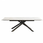 9 - Piece Extendable Rectangular Sintered Stone Cross Legs Dining Set With 8 Chairs For Home or Villa