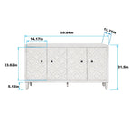 60-in Modern Wash White 4 Door Wooden Sideboard Buffet Server Accent Storage Cabinet
