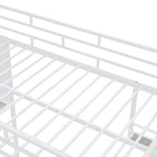 Twin Size Loft Metal Bed with 3 Layers of Shelves and Desk