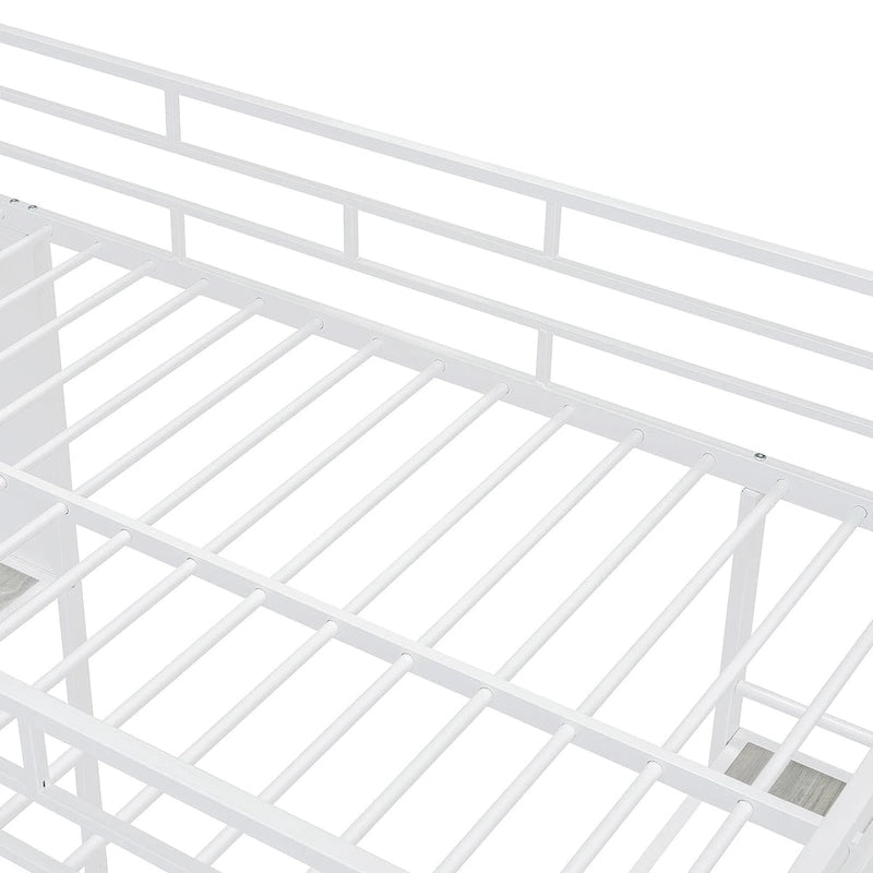 Twin Size Loft Metal Bed with 3 Layers of Shelves and Desk