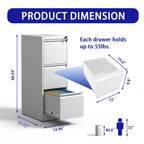 3 Drawer Vertical File Cabinet w/Lock Office Home Steel File Cabinet
