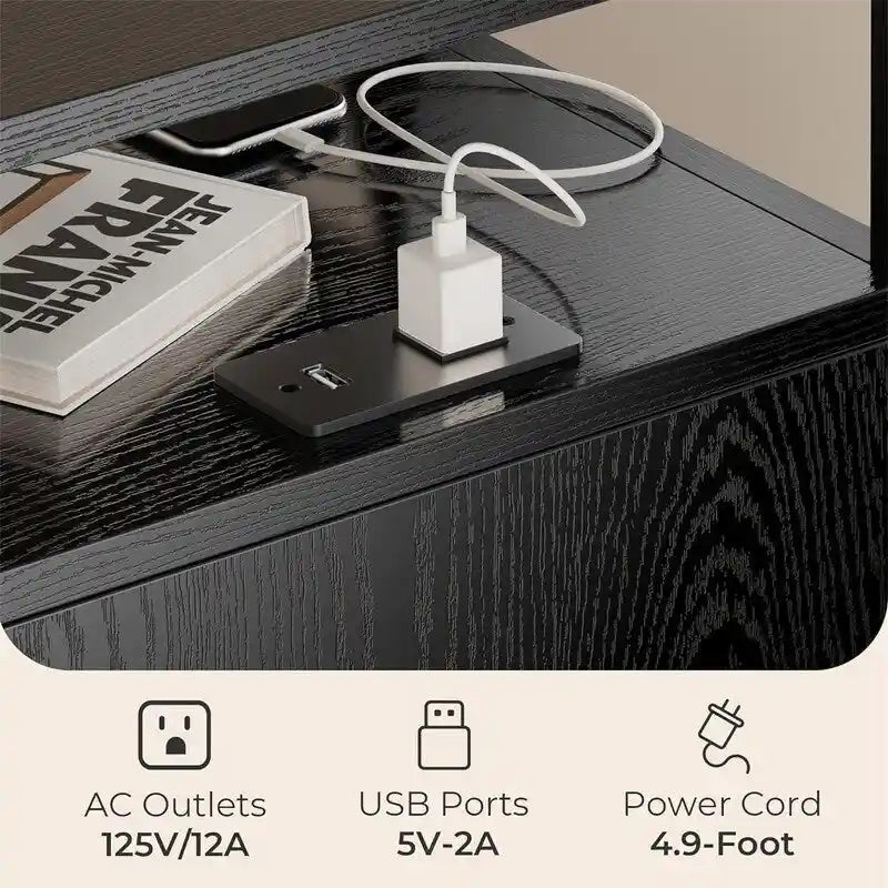 File Cabinet with Lock Charging Station 2 Drawers Rolling Filing Cabinet - 15.7D x 15.7W x 26H