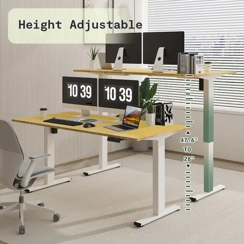 FlexiSpot 100% Bamboo Whole-Piece Desktop Ergonomic Electric Home Office Standing Desk Memory Controller