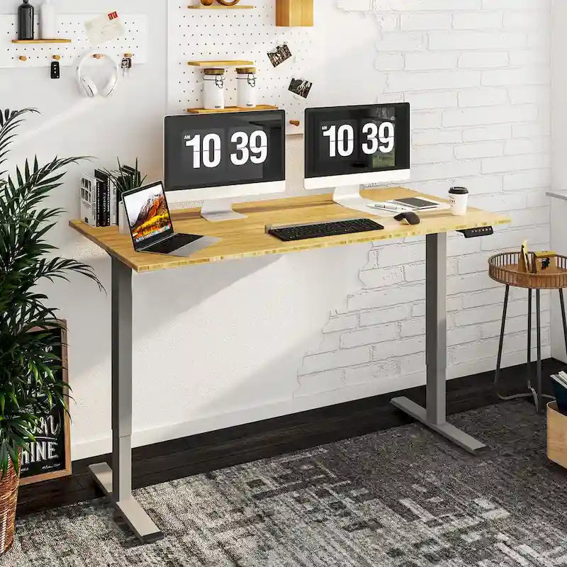 FlexiSpot 100% Bamboo Whole-Piece Desktop Ergonomic Electric Home Office Standing Desk Memory Controller