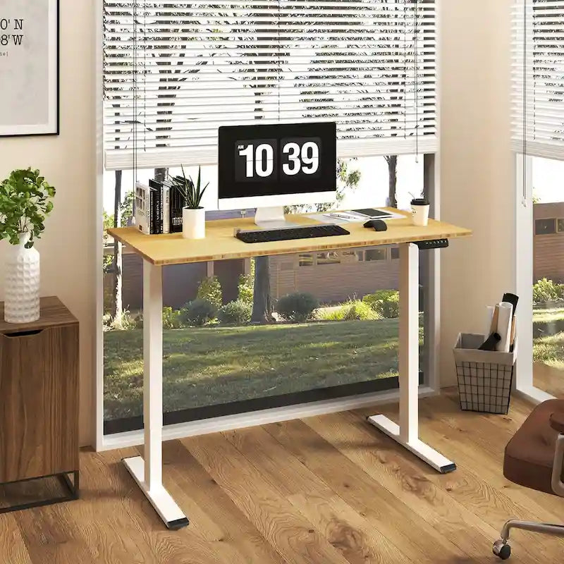 FlexiSpot 100% Bamboo Whole-Piece Desktop Ergonomic Electric Home Office Standing Desk Memory Controller