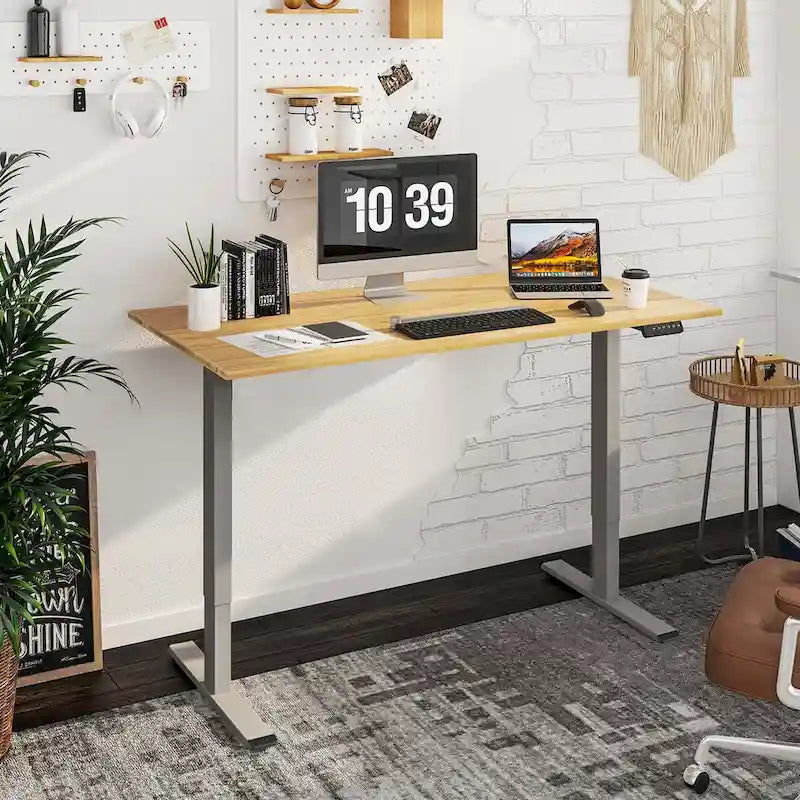 FlexiSpot 100% Bamboo Whole-Piece Desktop Ergonomic Electric Home Office Standing Desk Memory Controller