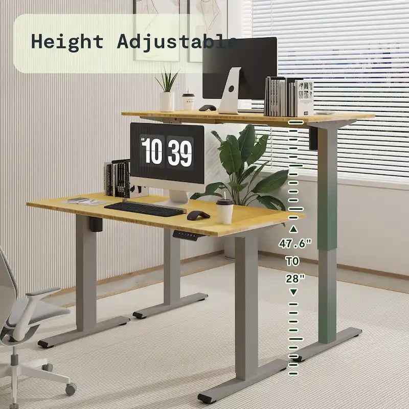 FlexiSpot 100% Bamboo Whole-Piece Desktop Ergonomic Electric Home Office Standing Desk Memory Controller