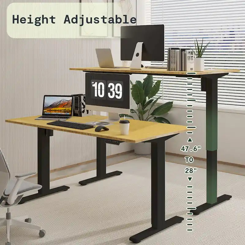 FlexiSpot 100% Bamboo Whole-Piece Desktop Ergonomic Electric Home Office Standing Desk Memory Controller
