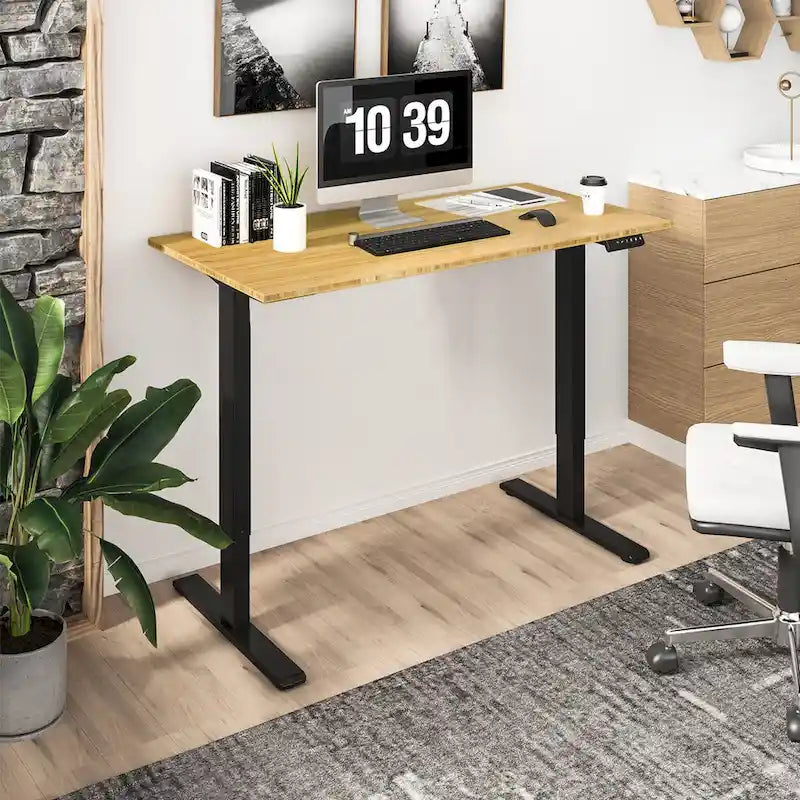 FlexiSpot 100% Bamboo Whole-Piece Desktop Ergonomic Electric Home Office Standing Desk Memory Controller