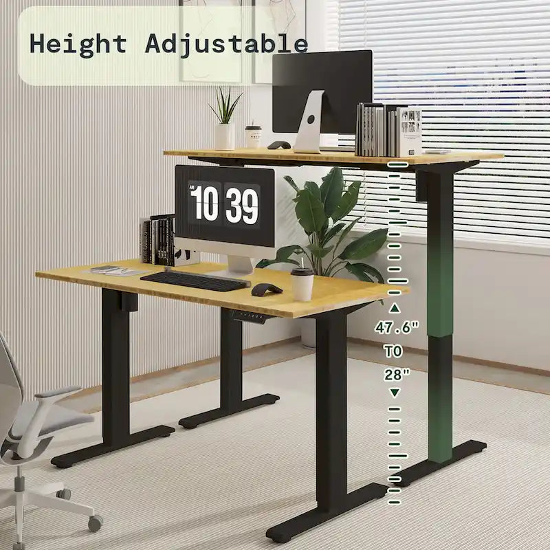 FlexiSpot 100% Bamboo Whole-Piece Desktop Ergonomic Electric Home Office Standing Desk Memory Controller