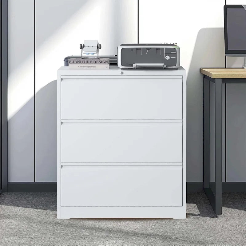 3-Drawer Metal Filing Cabinet with Lock - Home Office