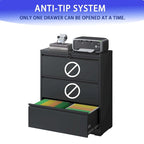 3-Drawer Metal Filing Cabinet with Lock - Home Office