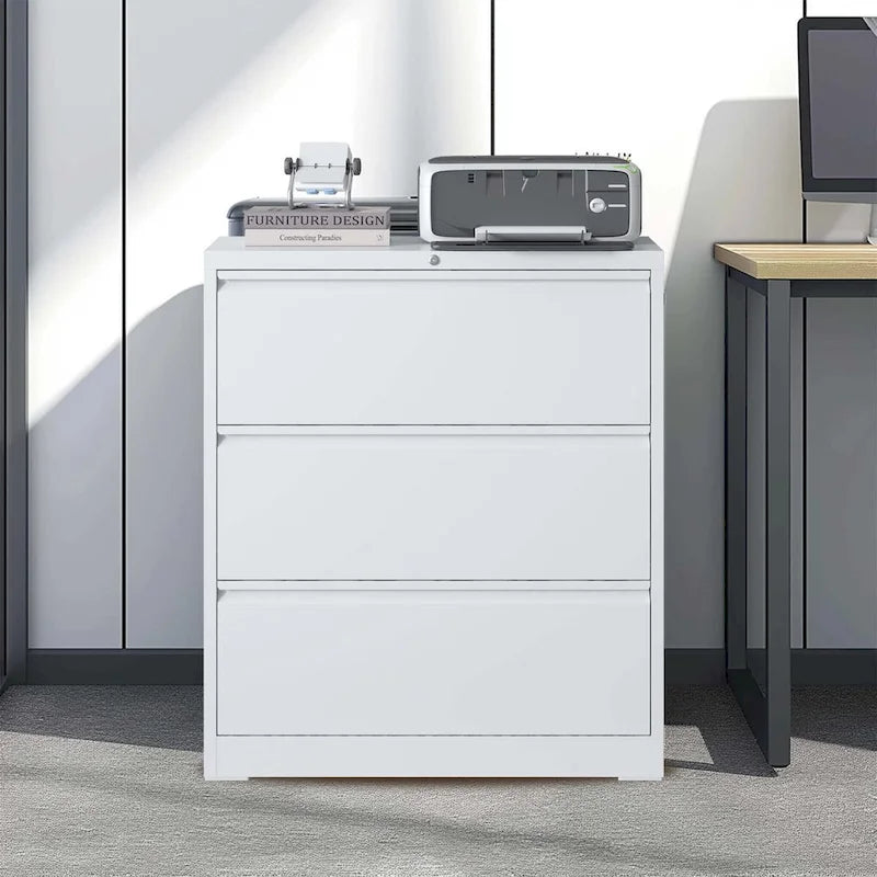 3-Drawer Metal Filing Cabinet with Lock - Home Office