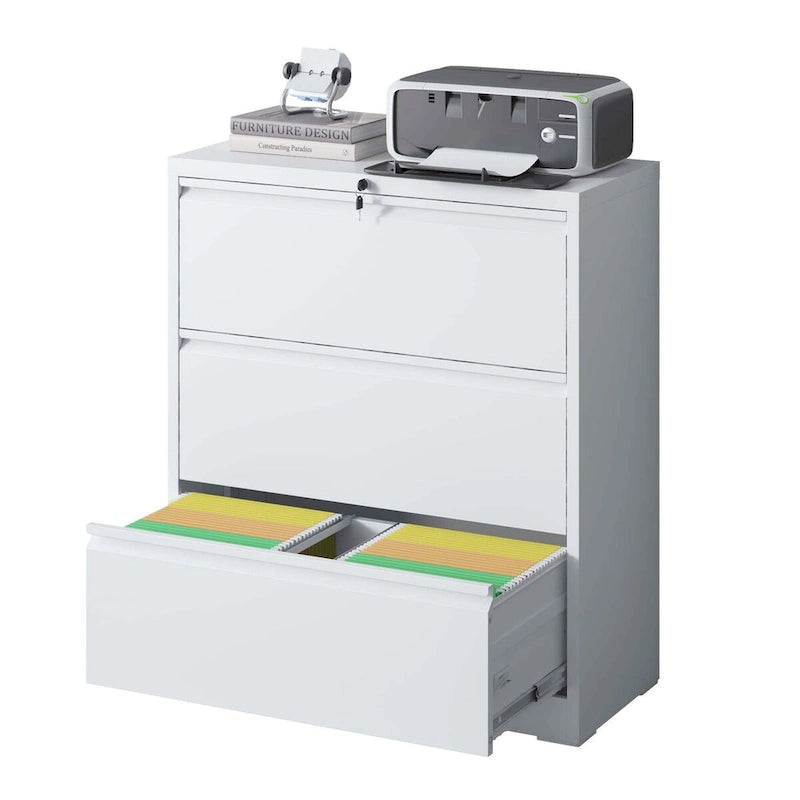 3-Drawer Metal Filing Cabinet with Lock - Home Office
