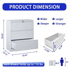 3-Drawer Metal Filing Cabinet with Lock - Home Office