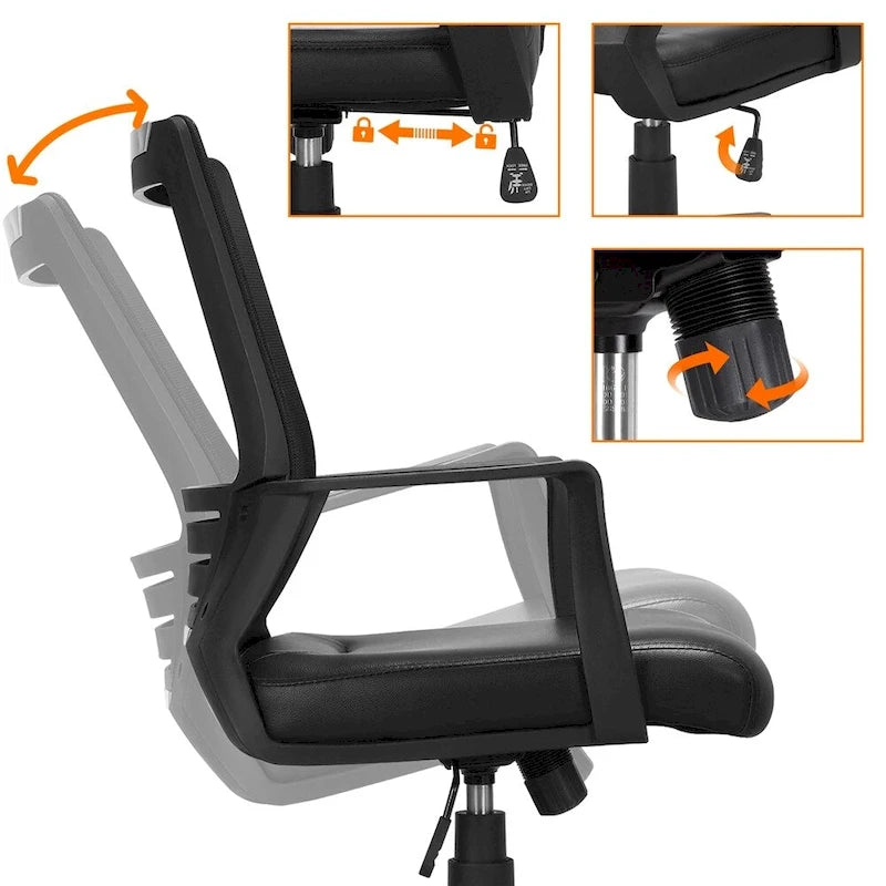 Sedia da ufficio ergonomica regolabile Yaheetech in rete con supporto lombare
