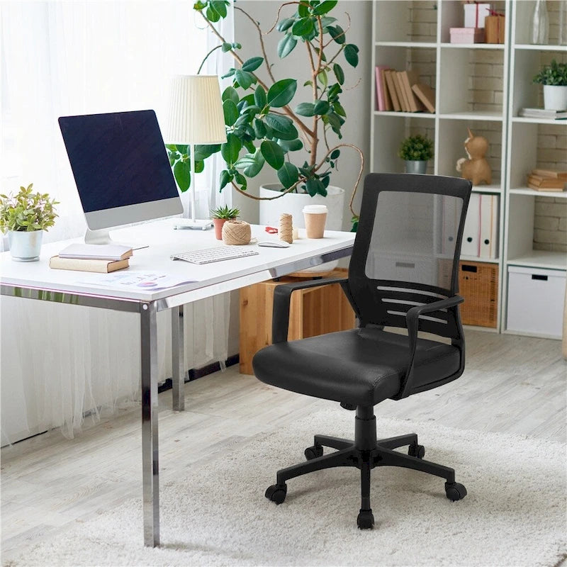 Sedia da ufficio ergonomica regolabile Yaheetech in rete con supporto lombare