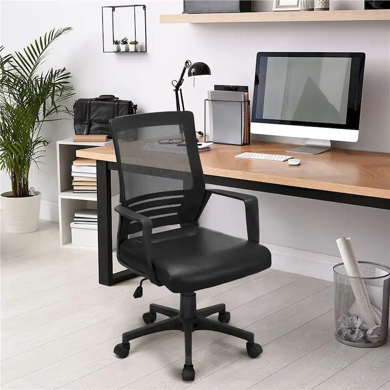 Sedia da ufficio ergonomica regolabile Yaheetech in rete con supporto lombare