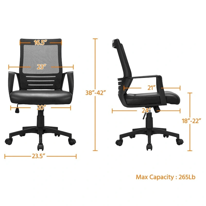 Sedia da ufficio ergonomica regolabile Yaheetech in rete con supporto lombare