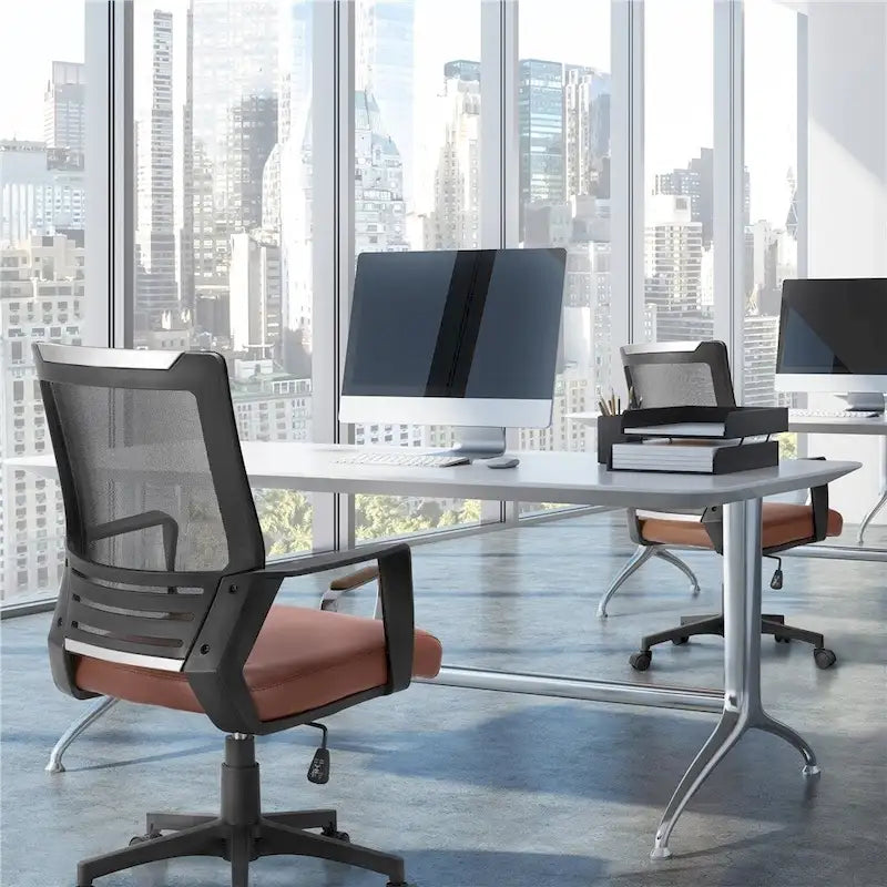 Sedia da ufficio ergonomica regolabile Yaheetech in rete con supporto lombare