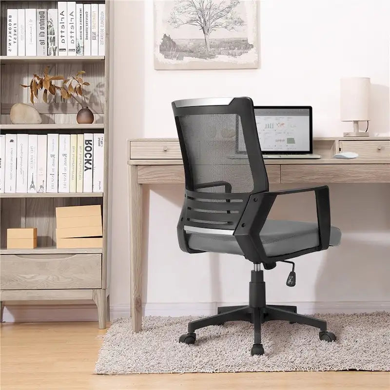 Sedia da ufficio ergonomica regolabile Yaheetech in rete con supporto lombare