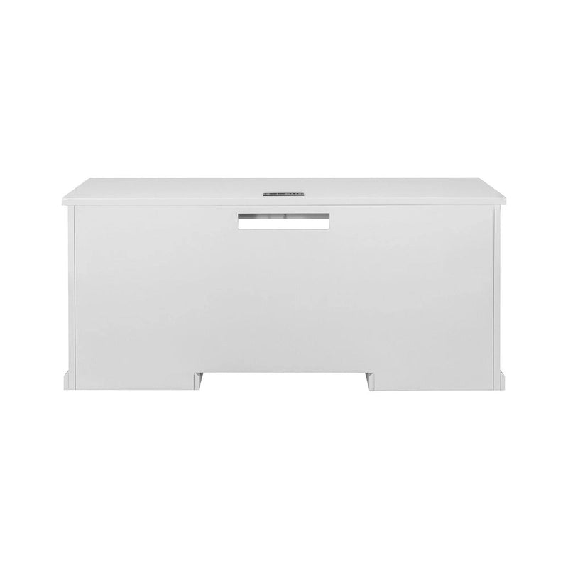 Modern Wood Hutch With Doors and Desk, Storage Hutch and Credenza, Office Storage, Fully Assembled, White