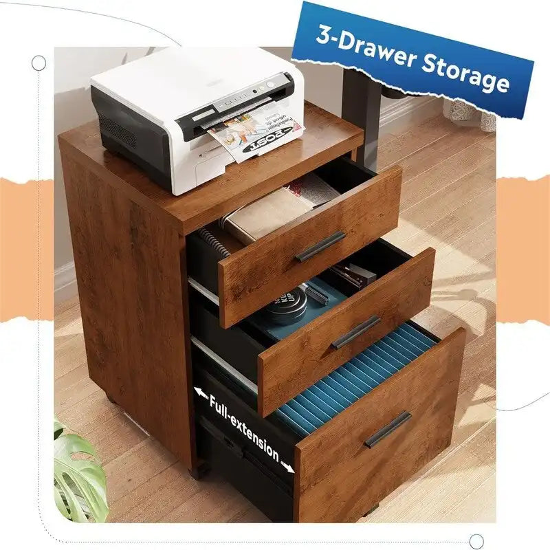 3 Drawer File Cabinet - 15.4D x 18.5W x 25.6H