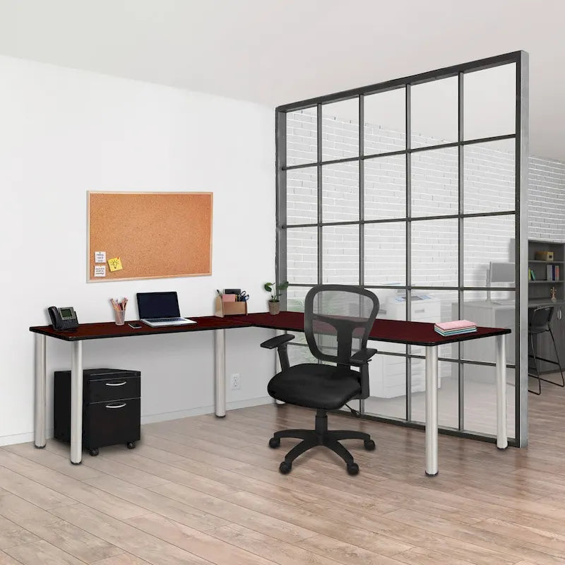 Kee 66 L-Desk with 42 Return, Beige/Black