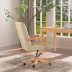 Dumont Modern Farmhouse Top Grain Leather Swivel Office Desk Chair