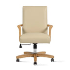 Dumont Modern Farmhouse Top Grain Leather Swivel Office Desk Chair