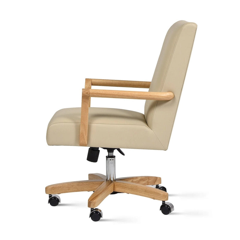 Dumont Modern Farmhouse Top Grain Leather Swivel Office Desk Chair