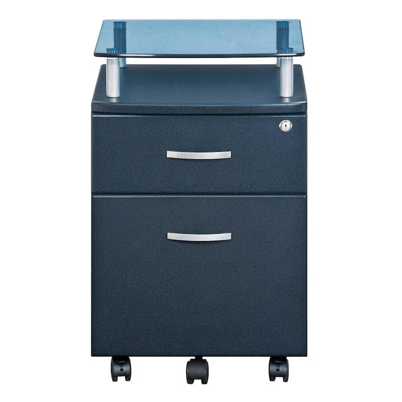Porch & Den Capilano Glass Top Rolling File Cabinet