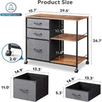 3 Drawer Mobile File Cabinet - 15.75D x 29.53W x 26.77H