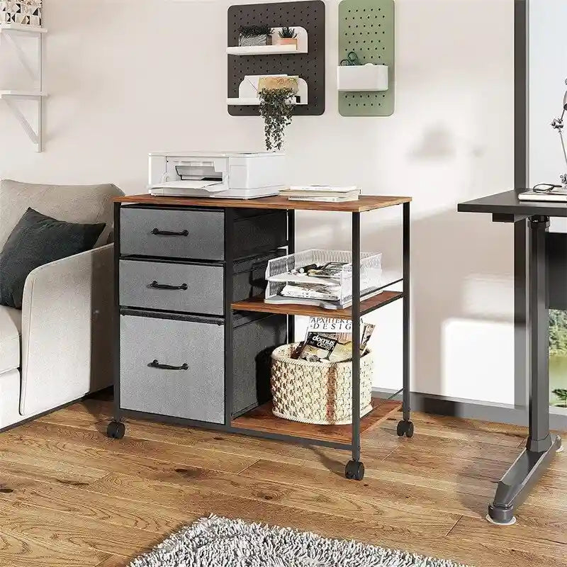 3 Drawer Mobile File Cabinet - 15.75D x 29.53W x 26.77H