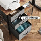 3 Drawer Mobile File Cabinet - 15.75D x 29.53W x 26.77H